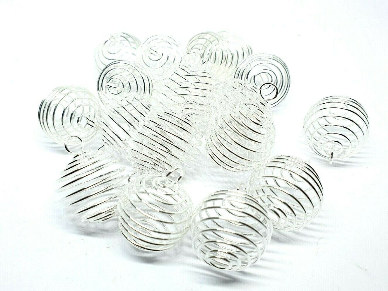 Tumblestone Cages for Gemstone Crystals, Choose 25mm x 20mm Wire Cages x 2 eclectic shop uk