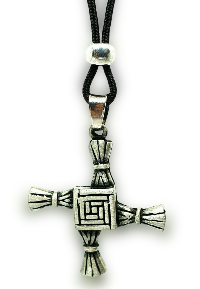 Tiny Saint Brigid Cross Necklace - Irish Goddess Protection Symbol On 20 Inch Chain