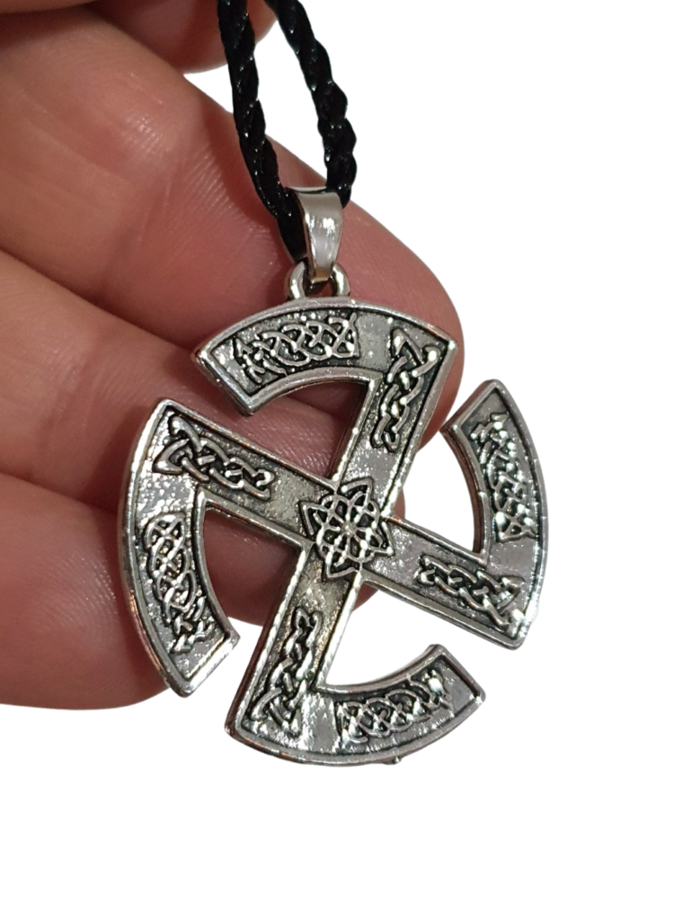 Grande Ciondolo Viking Slavic Sun Wheel In Argento Sterling 925 Con Collana Corda 20'' – Regalo