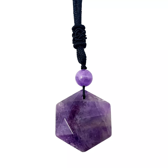 Amethyst Hexagram Pendant Necklace: Crystal Anti Hex Gemstone