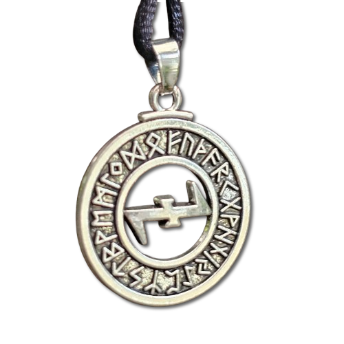 Wolf Angel Rune Pendant Necklace for Protection Power